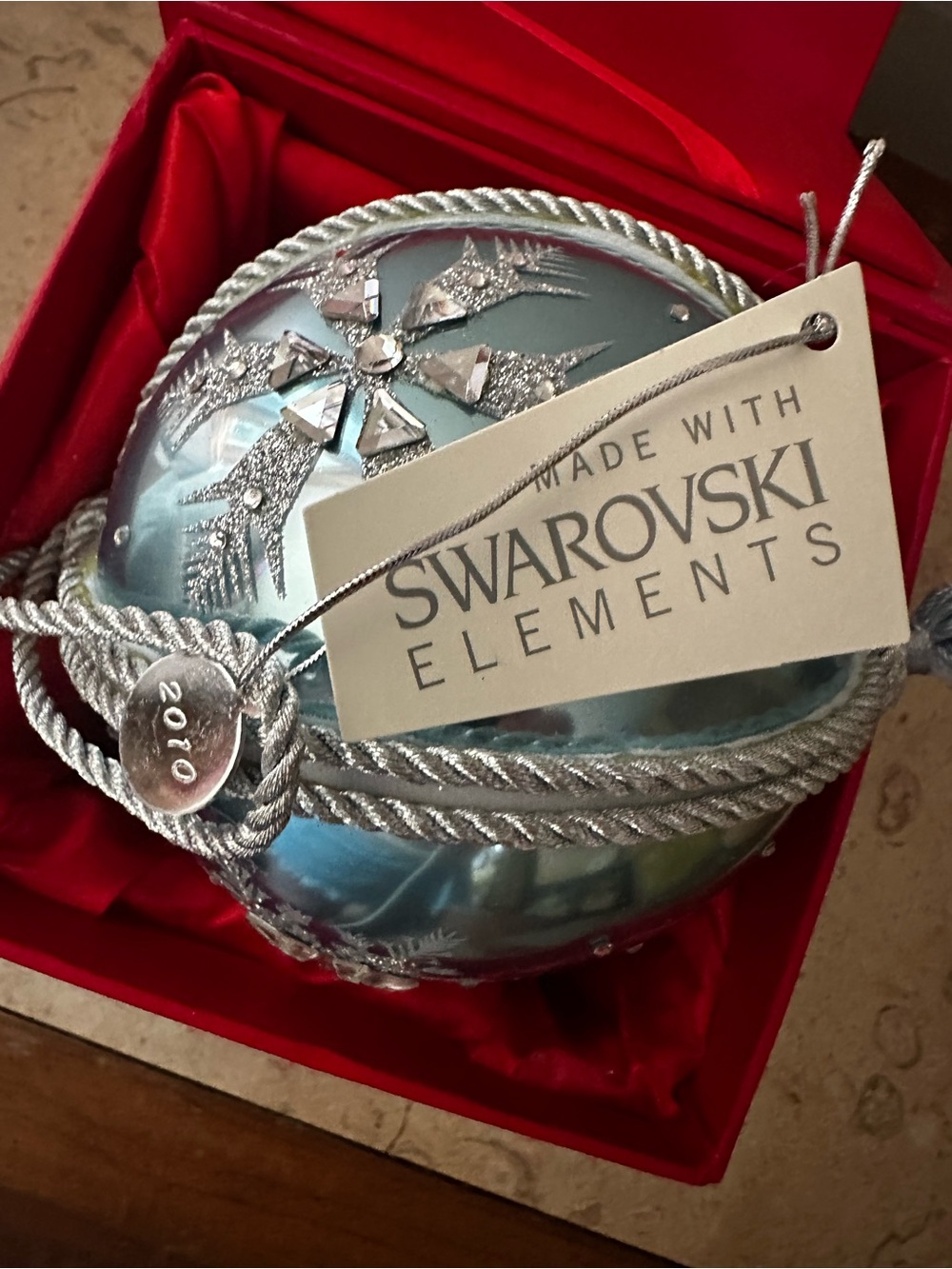 Blue and Silver Crystal Snowflake Ornament made with Swarovski crystals NWT box